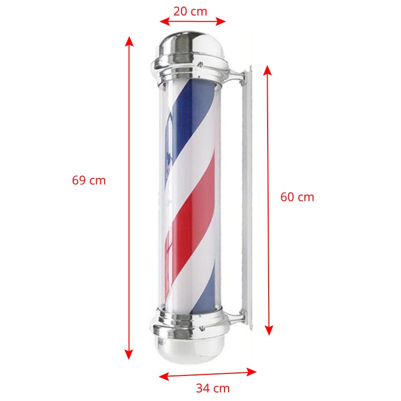 Oplyst Barbershop væglampe BB-02 sølv, stor - Next Cosmeitcs