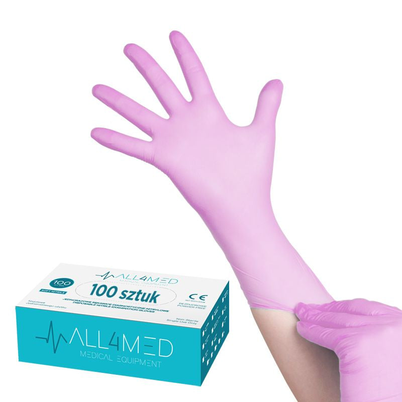 Einweghandschuhe aus rosa Nitril, Größe XL (100 Stück)