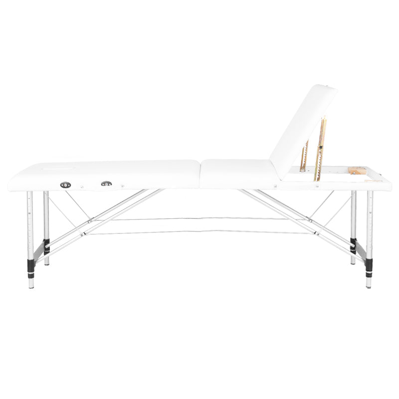 Foldbart Aluminium Massagebord Comfort 3-segment Hvid - Next Cosmeitcs