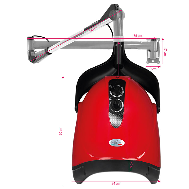 Gabbiano - Hængende Tørrehjelm Hood DX-201W rød - Next Cosmeitcs
