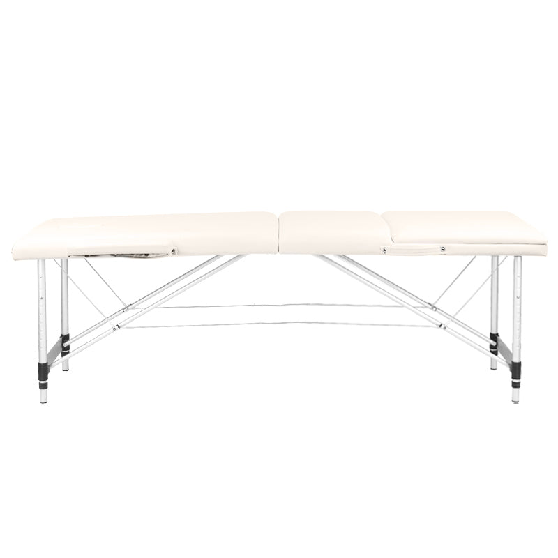 Foldbart Aluminium Massagebord Comfort 3-segment Creme - Next Cosmeitcs