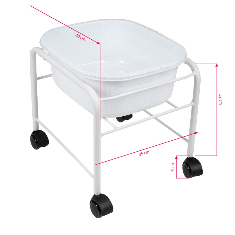 Pedicurebakke enkel med hjul - Hvid - Next Cosmeitcs
