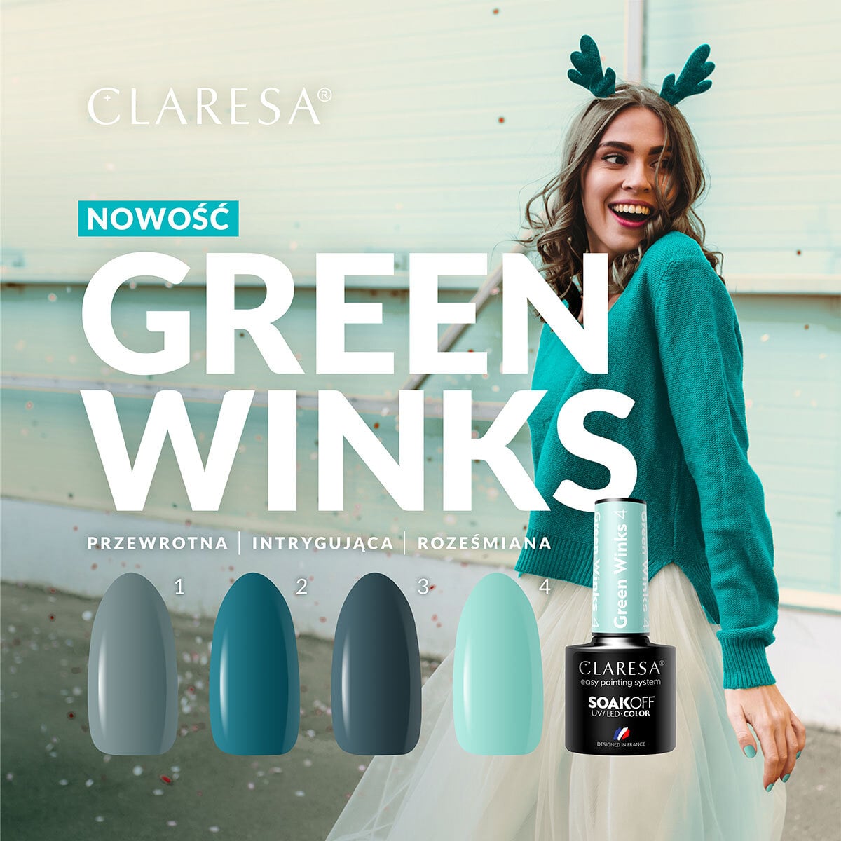 CLARESA Hybrid Neglelak GREEN WINKS 3 -5g