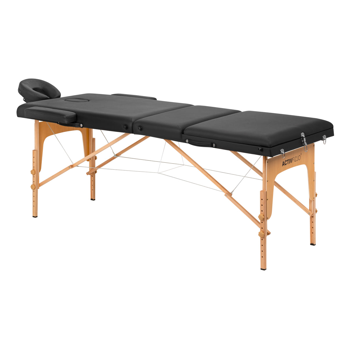 Foldable wooden massage table Comfort Lux 3-segment 190x70 Black