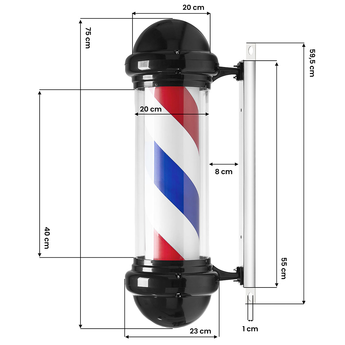 Oplyst Barbershop væglampe BB-02 sort, stor - Next Cosmeitcs
