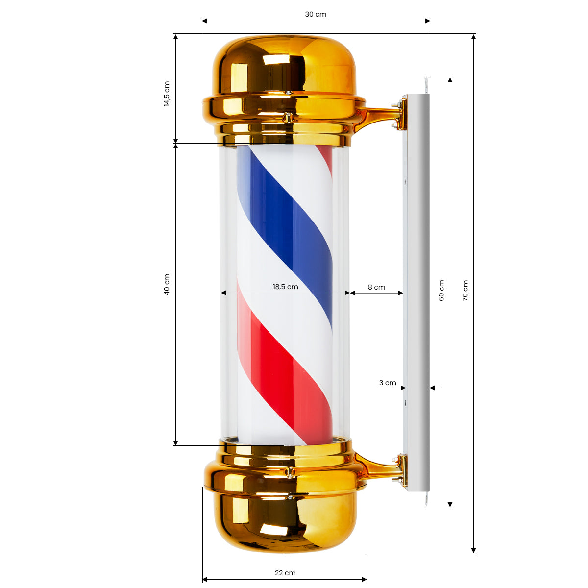 Oplyst Barbershop væglampe BB-02 Guld - Next Cosmeitcs