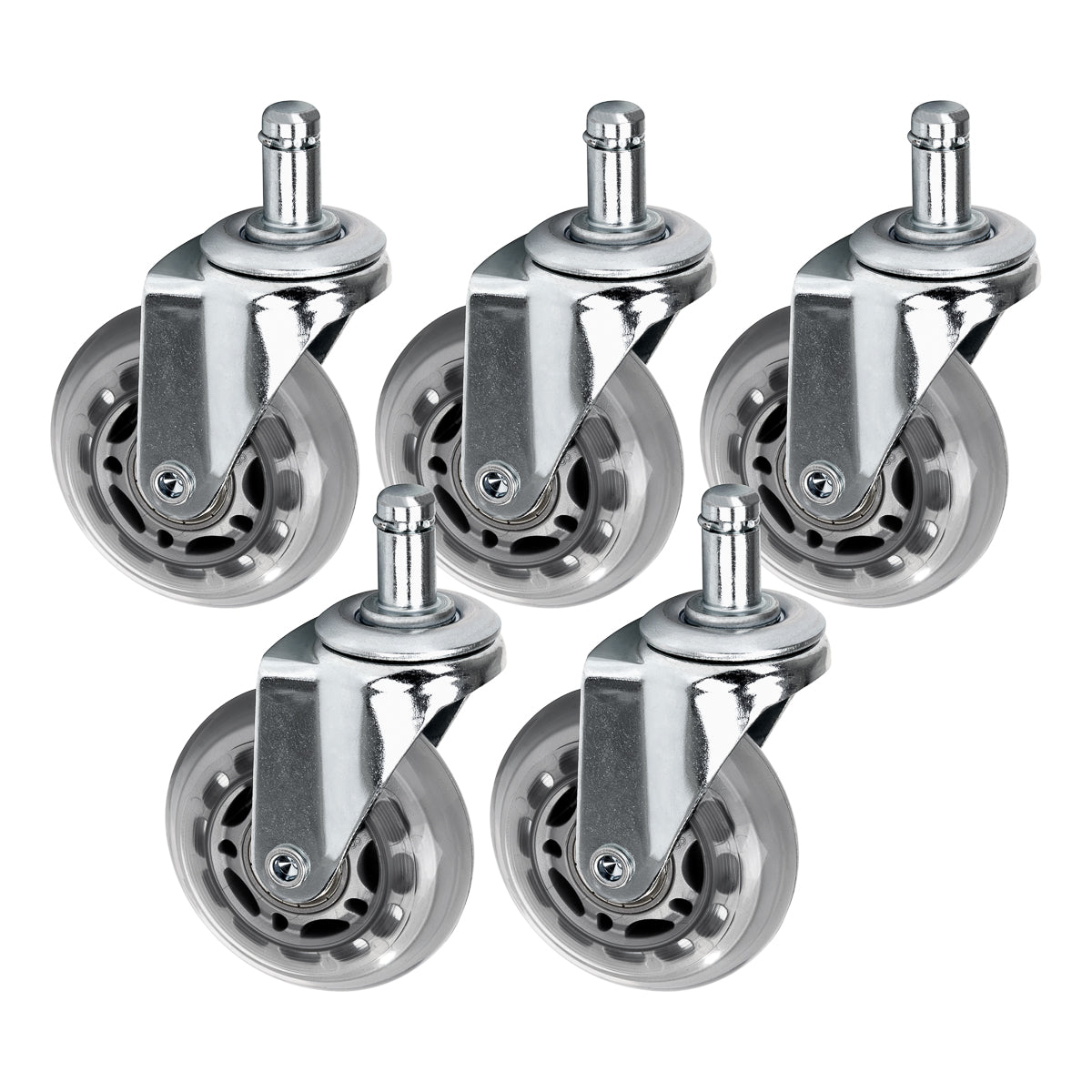Roll Speed silberne Einsteckhockerrollen, 5er Set