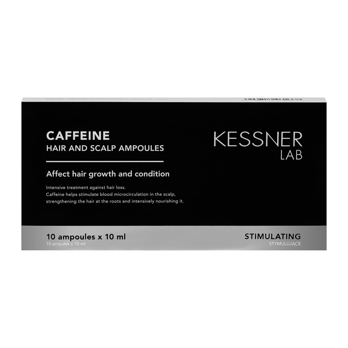 Set aus flexibler Haarbürste lila und Kessner Lab Koffeinampullen