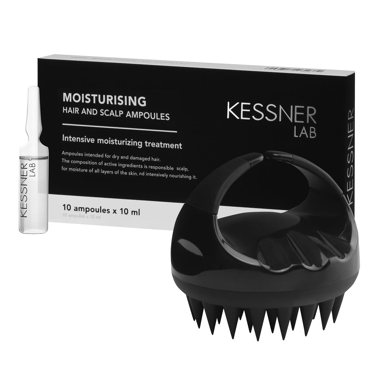 Premium-Kopfmassagebürste und feuchtigkeitsspendendes Ampullenset von Kessner Lab