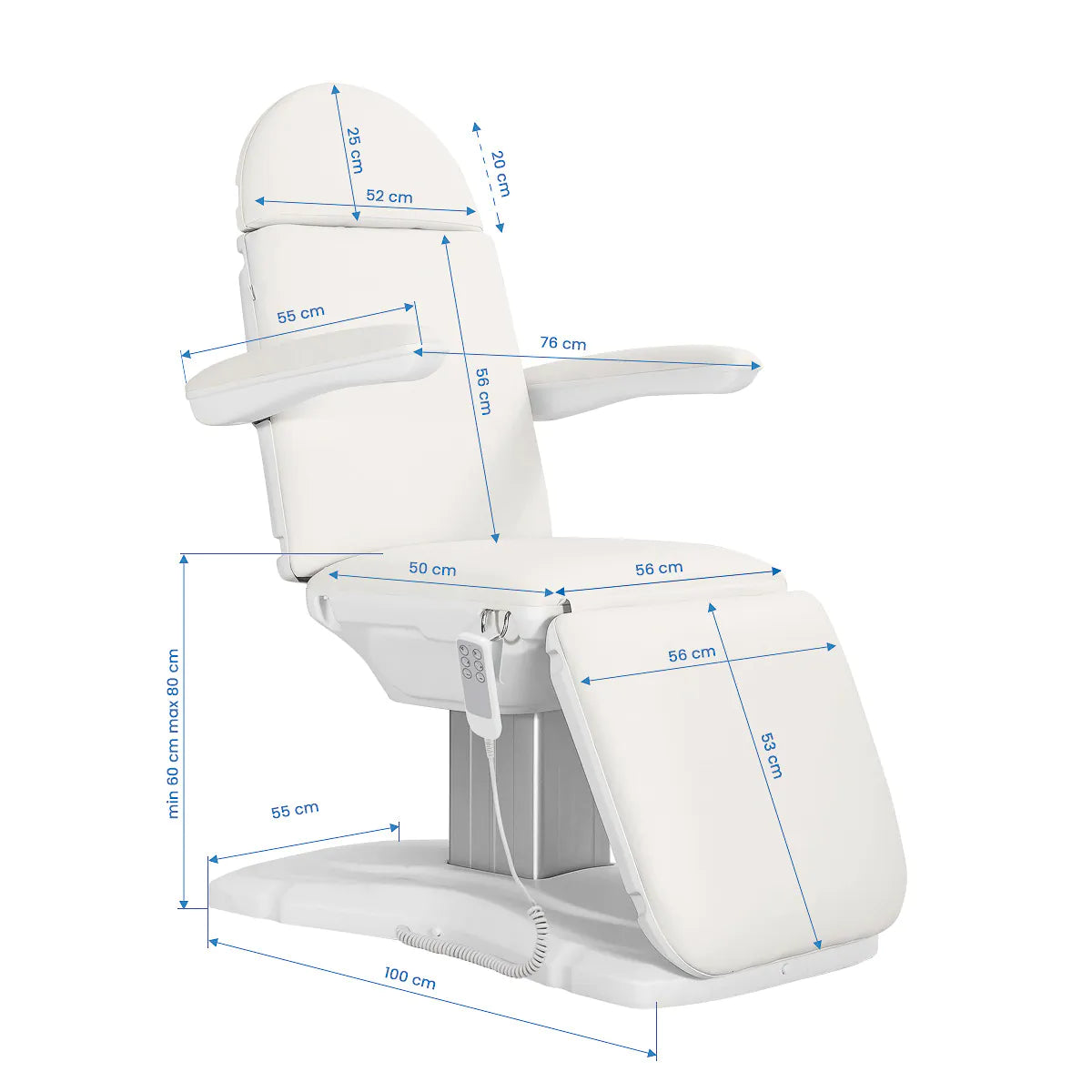 Sillon Eclipse - Elektrische Behandlungsliege mit 3 Motoren Weiß