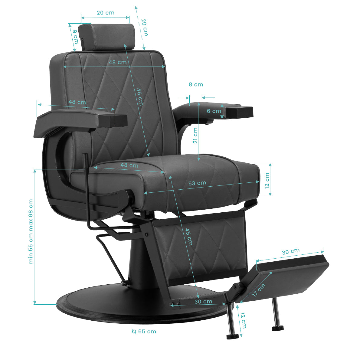 Hair System BM880 Grå barberstol med sort stel