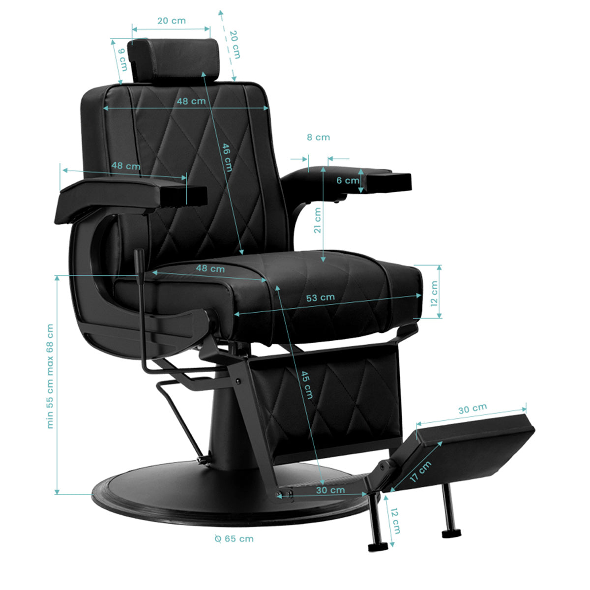 Hair System BM880 sort barberstol med sort stel