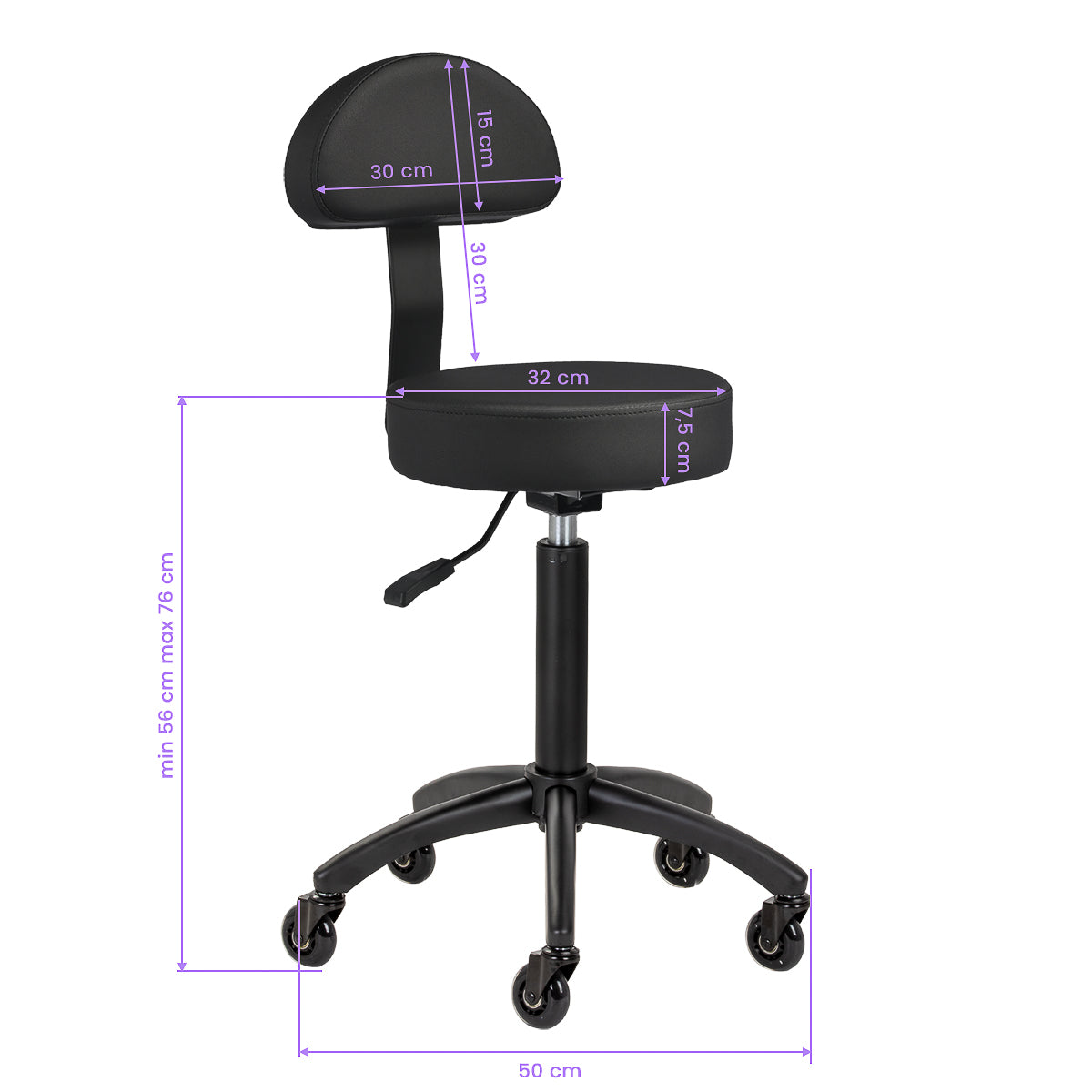 Gabbiano D026 Sort frisørskammel
