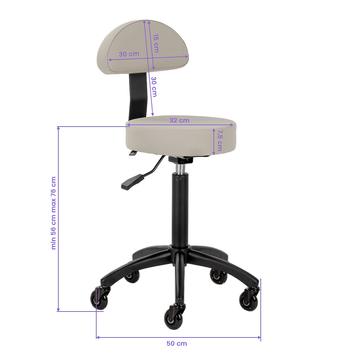Gabbiano D026 gråbeige frisørskammel
