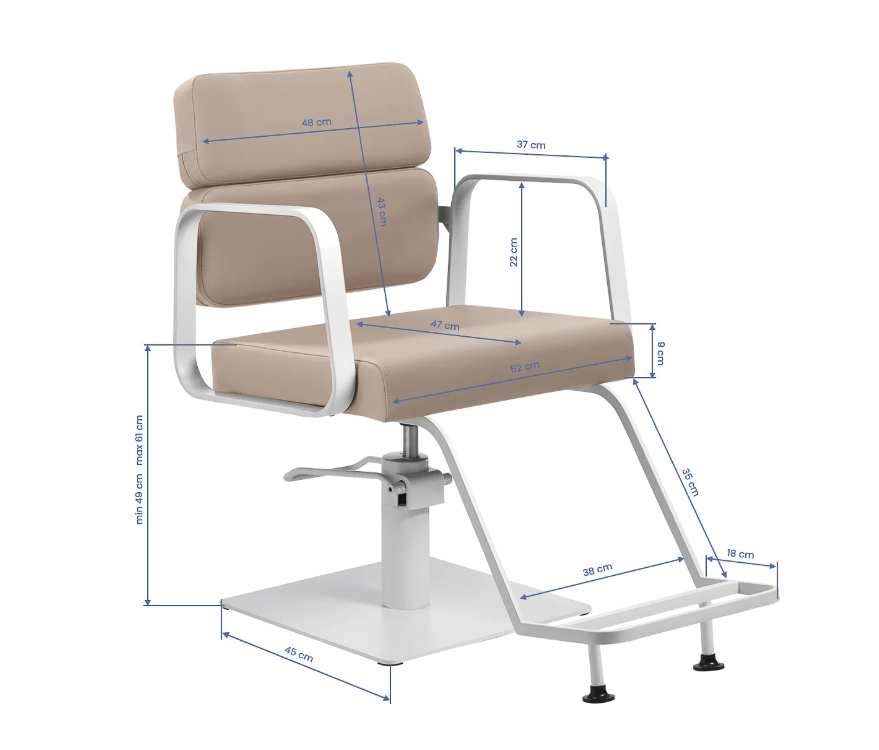 Gabbiano frisørstol Porto hvid beige