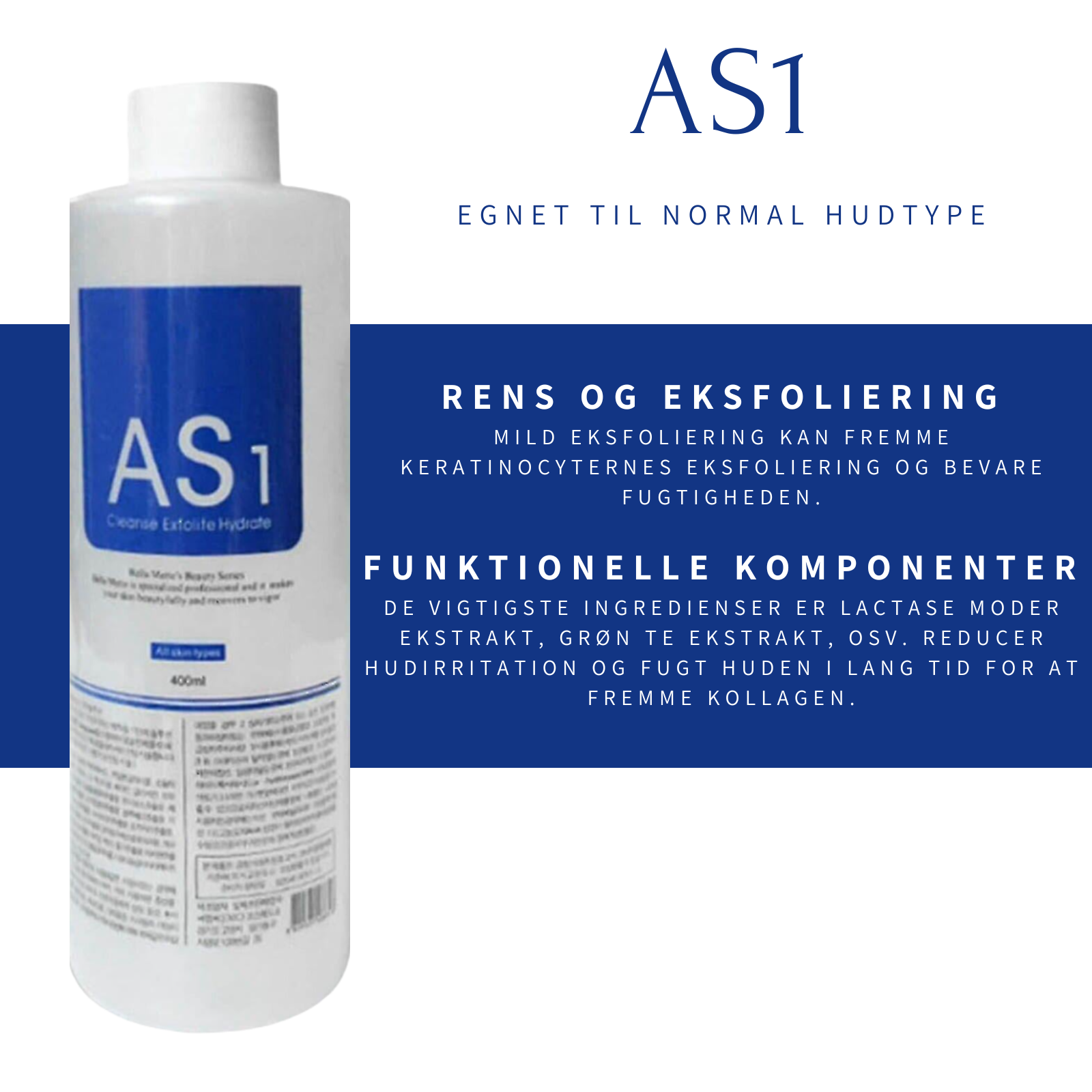 AS1 Cleansing – eksfolierende renseprodukt til normal hudtype, 400 ml.
