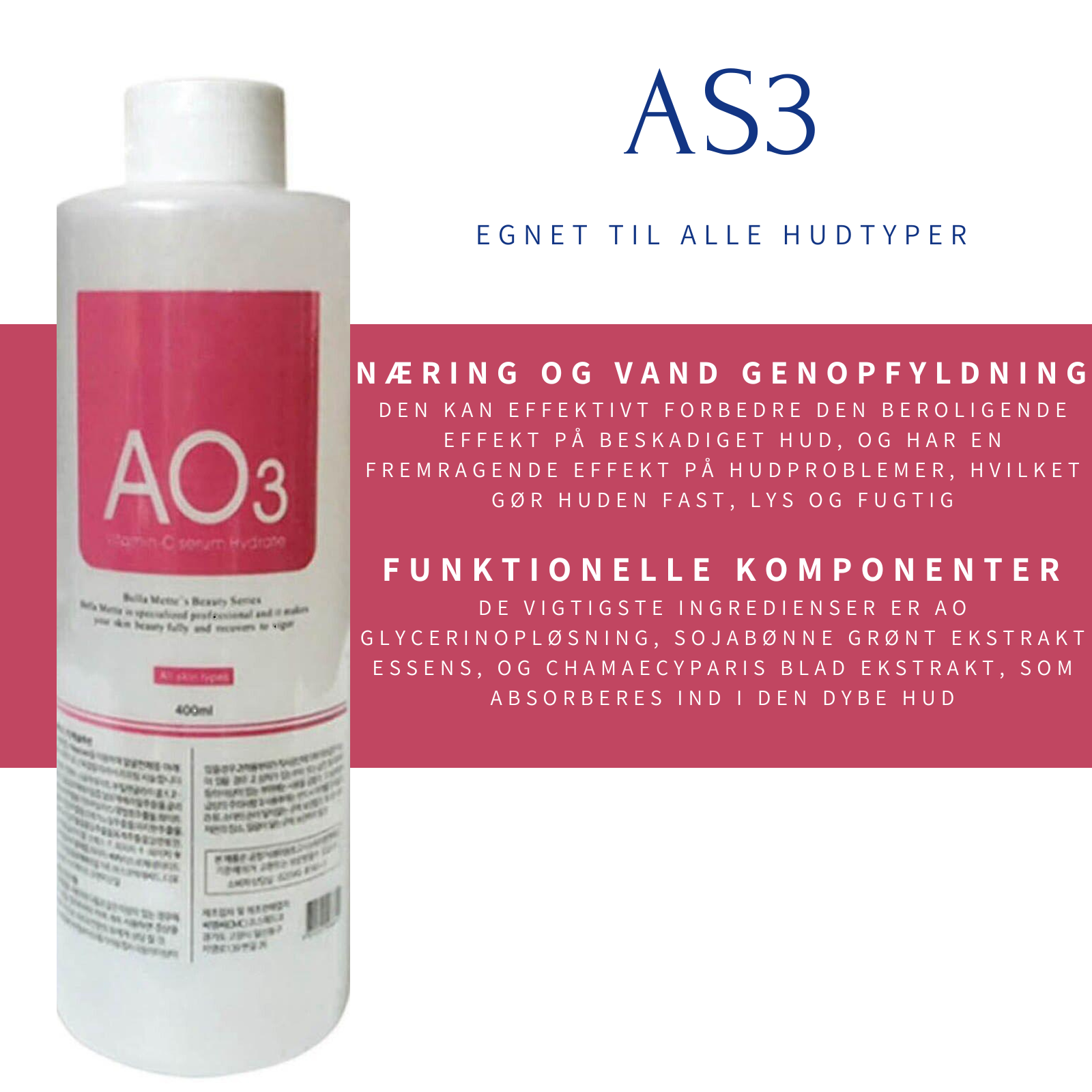 AS3 – næring og fugt til alle hudtyper, med planteekstrakter for fast og fugtig hud, 400 ml.