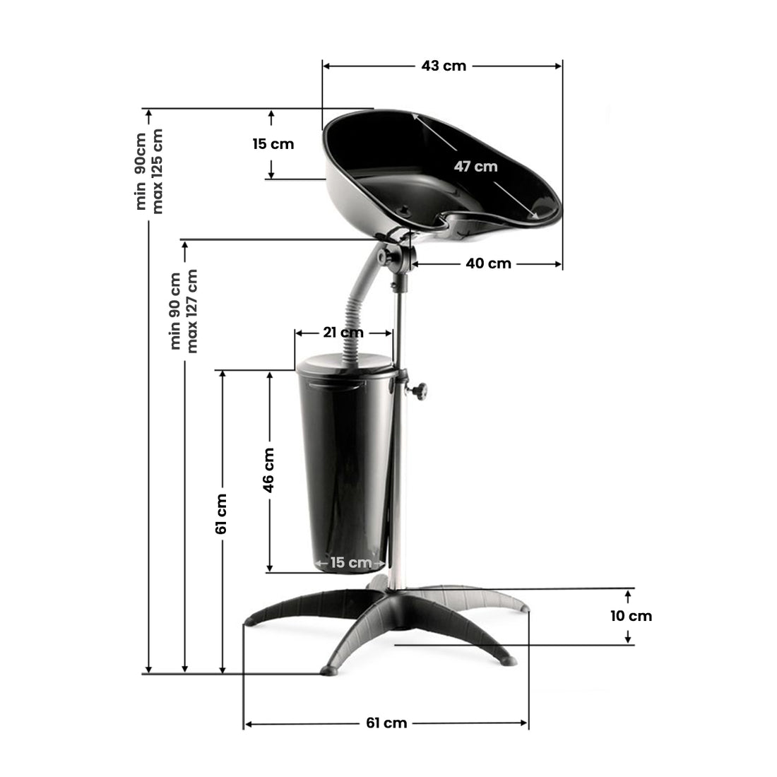 Bærbar Frisørsalon vask med tank FT35-1 - Next Cosmeitcs