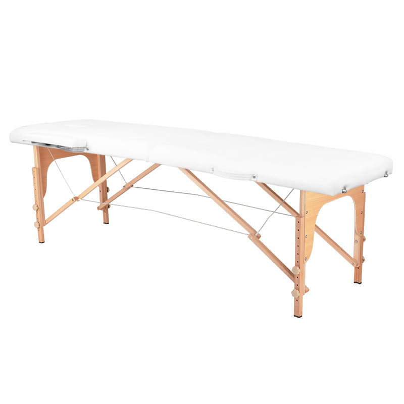 Foldbart træmassagebord Comfort 2-segment Hvid - Next Cosmeitcs