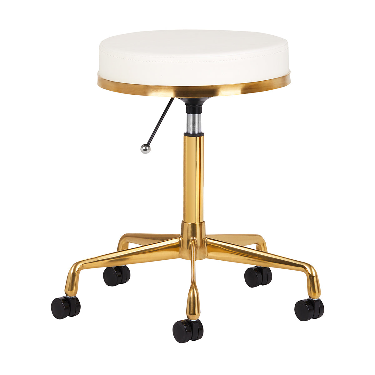 Behandlungsstuhl - Hocker H4 Weiß und Gold