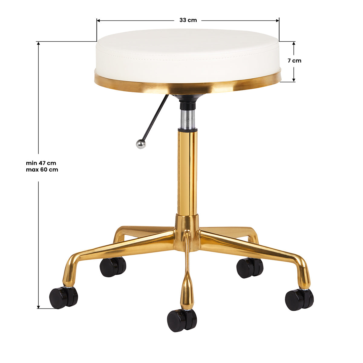 Behandlungsstuhl - Hocker H4 Weiß und Gold