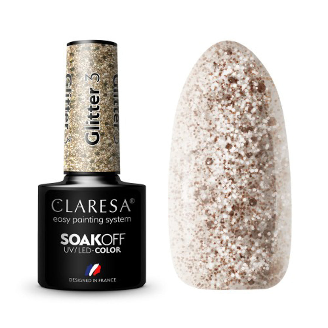 CLARESA GLITTER 3 hybrid neglelak 5g