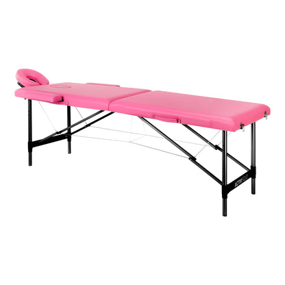 Foldable Aluminum Massage Table Comfort 2-segment Black and Red