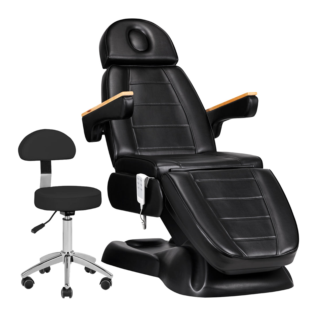 Elektrisk kosmetikstol SILLON Lux 273b med taburet 304, sort