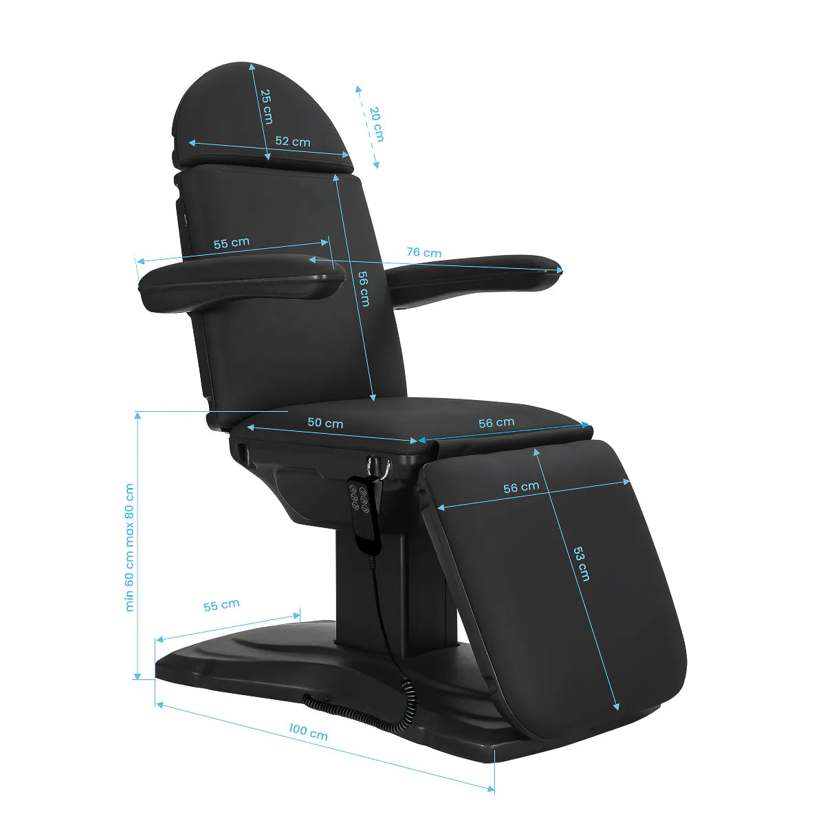 Sillon Eclipse - Elektrische Behandlungsliege mit 3 Motoren Schwarz