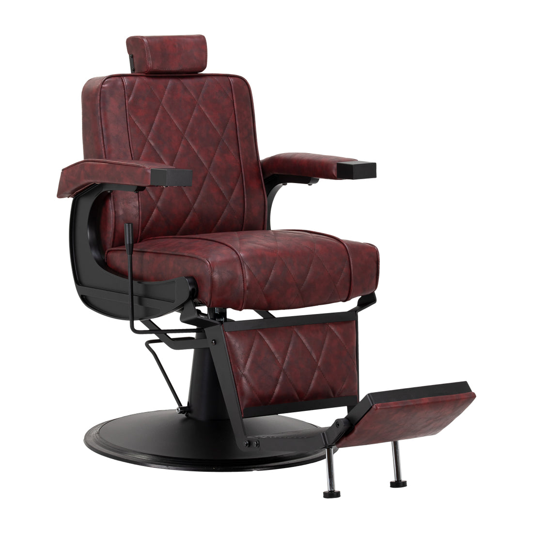 Hair System BM880 auxrød barberstol med sort stel