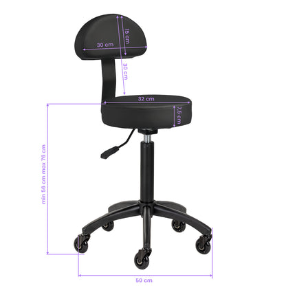Gabbiano D026 Sort frisørskammel