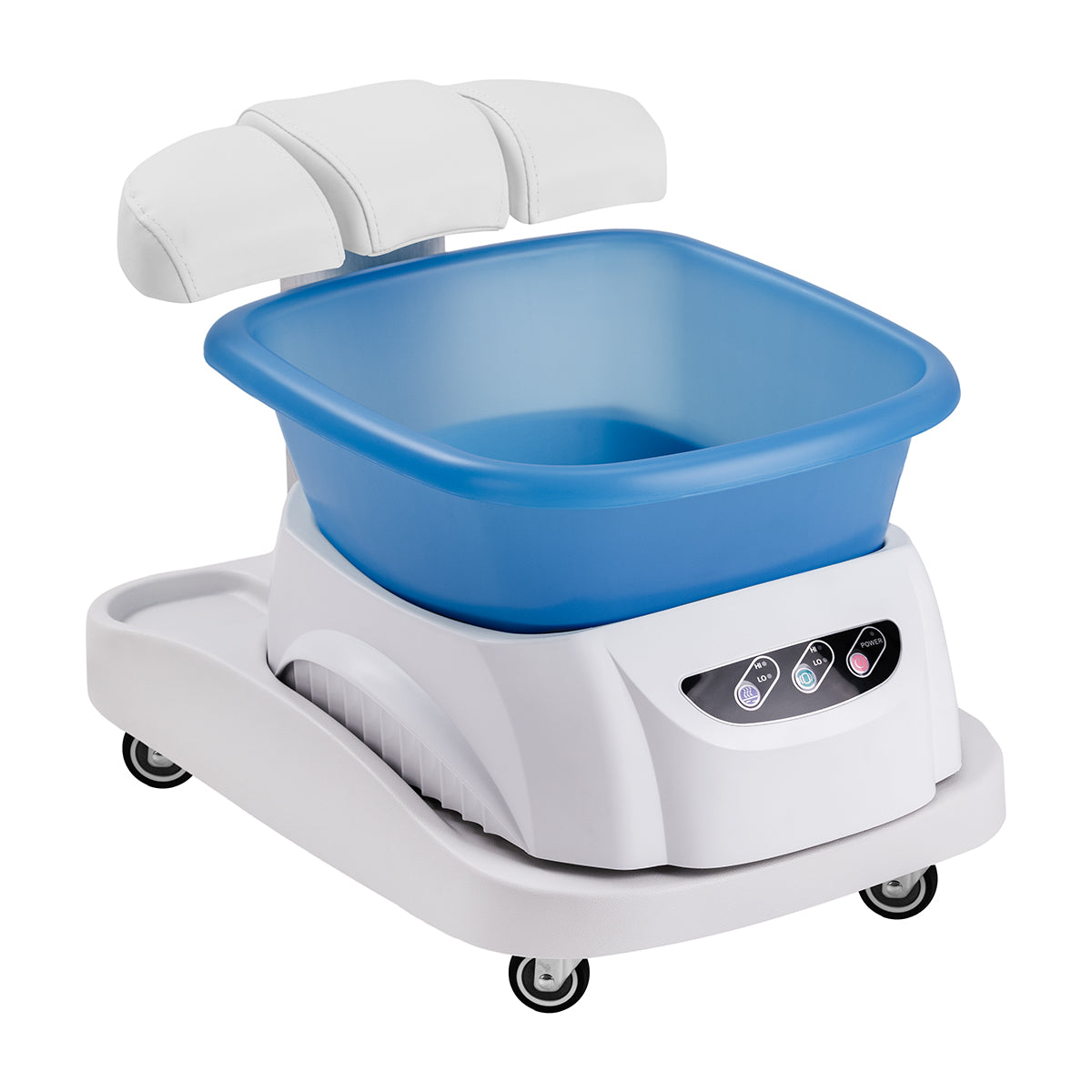Pedicure bakke med massageapparat og hvid vogn