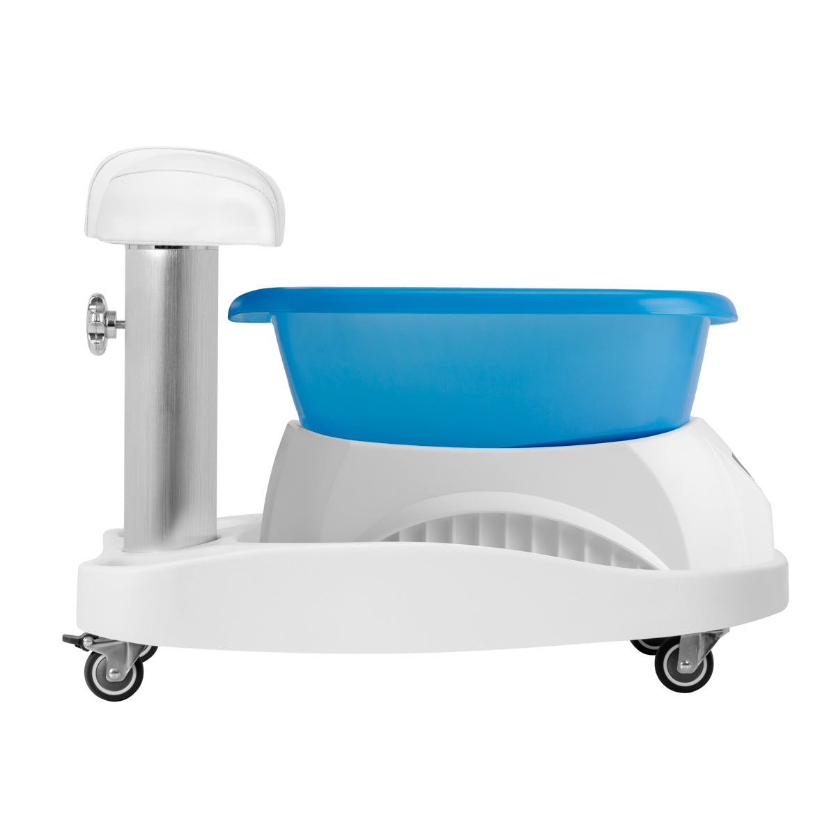 Pedicure bakke med massageapparat og hvid vogn