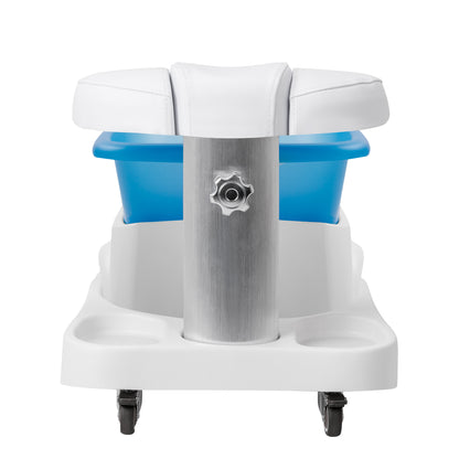 Pedicure bakke med massageapparat og hvid vogn
