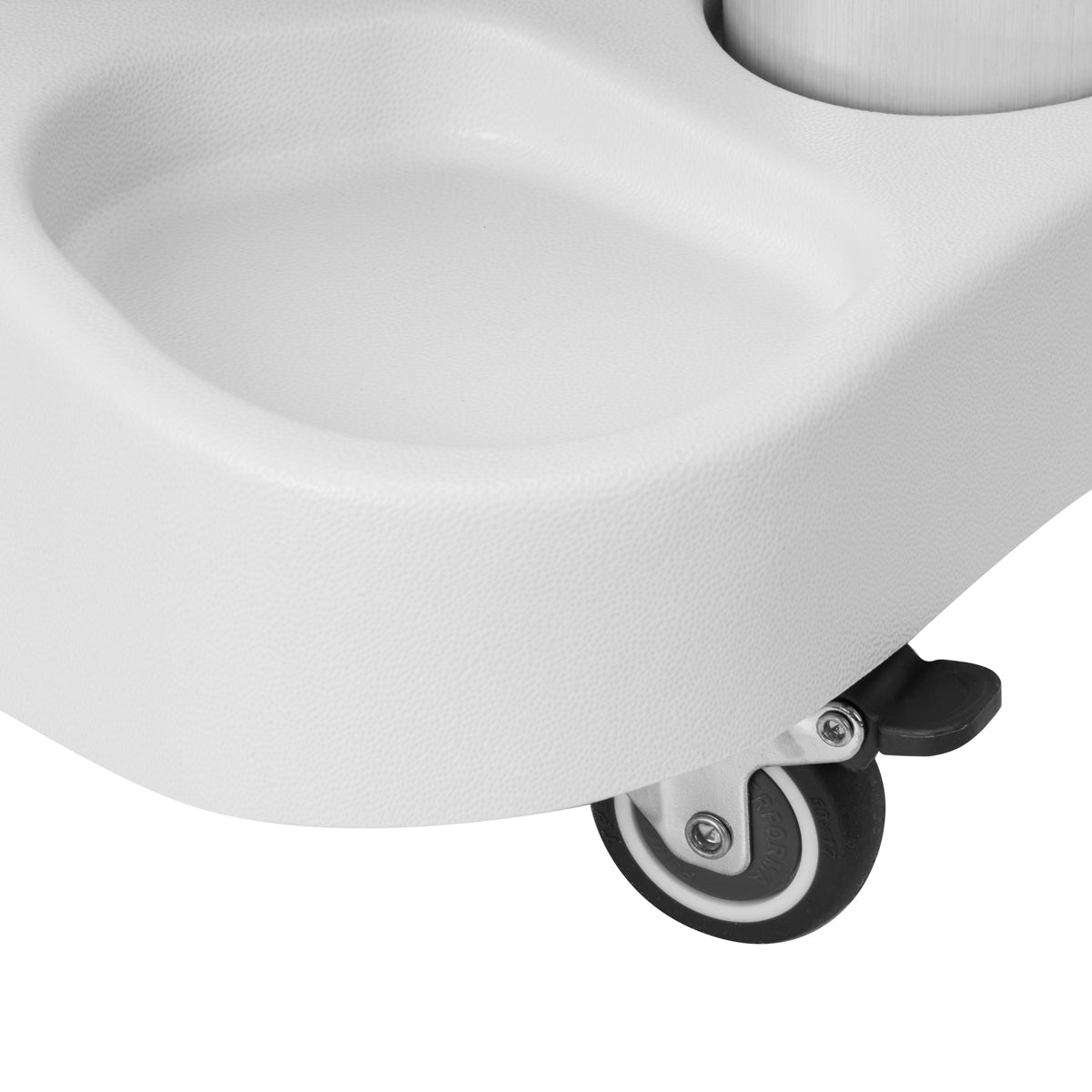 Pedicure bakke med massageapparat og hvid vogn