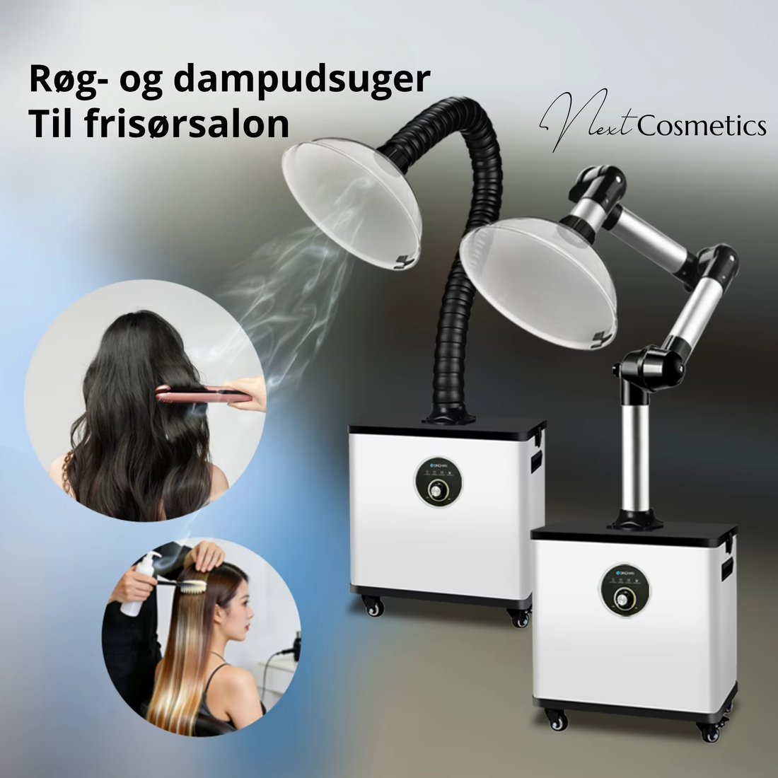 Mobil røg- og dampudsuger til frisørsalon – 4-trins filtrering - Next Cosmeitcs