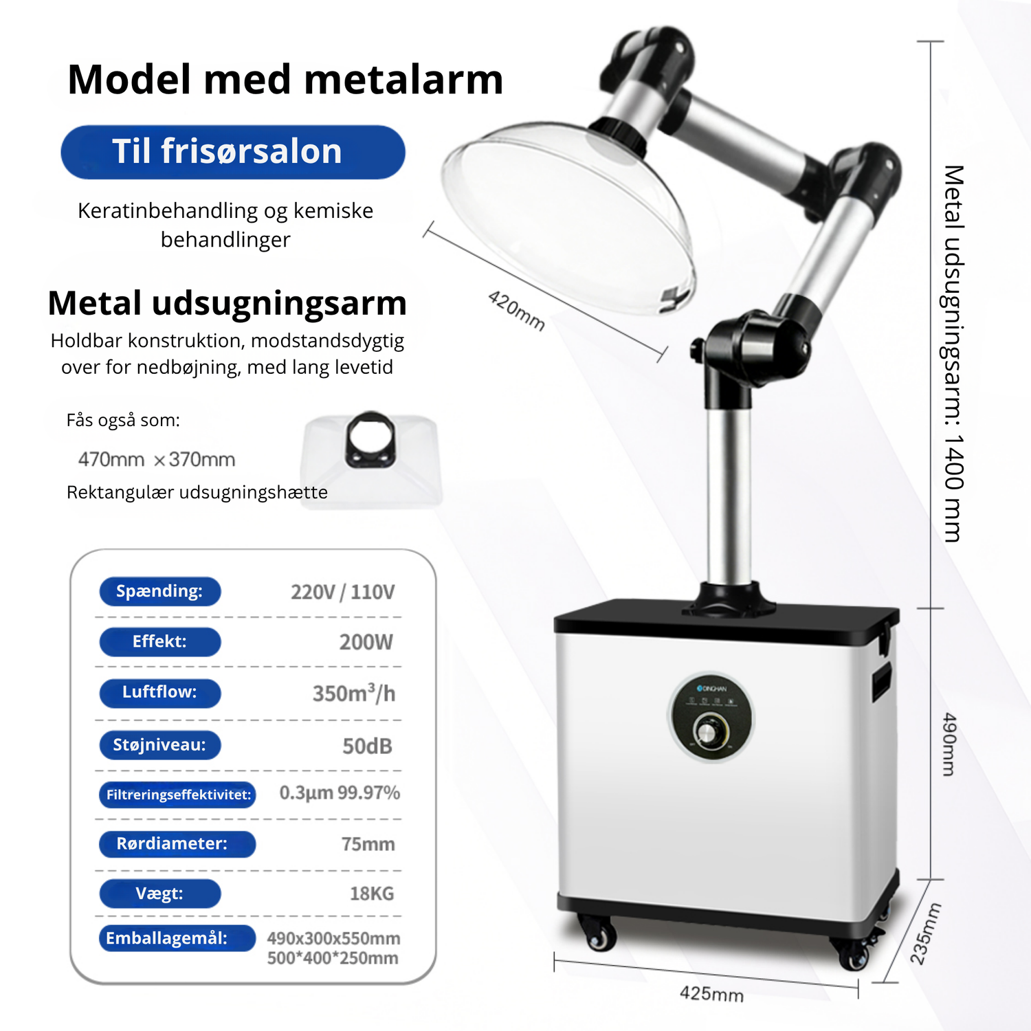Mobil røg- og dampudsuger til frisørsalon – 4-trins filtrering - Next Cosmeitcs