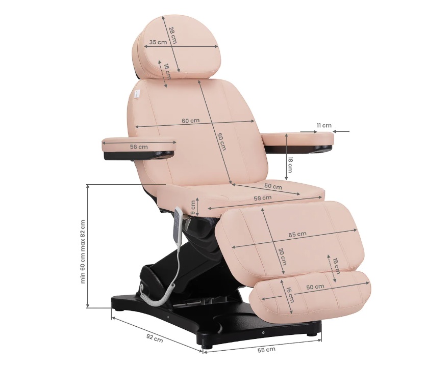Elektrisk skønhedsstol SILLON CLASSIC 3 motorer pink og sort