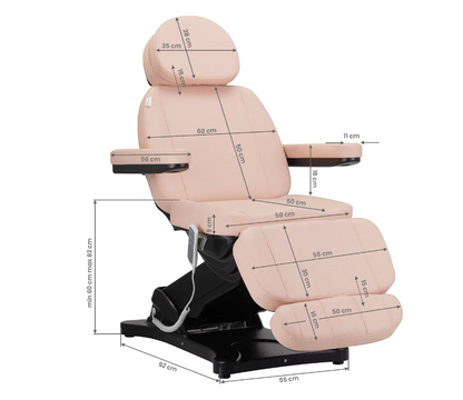 Elektrisk skønhedsstol SILLON CLASSIC 3 motorer pink og sort
