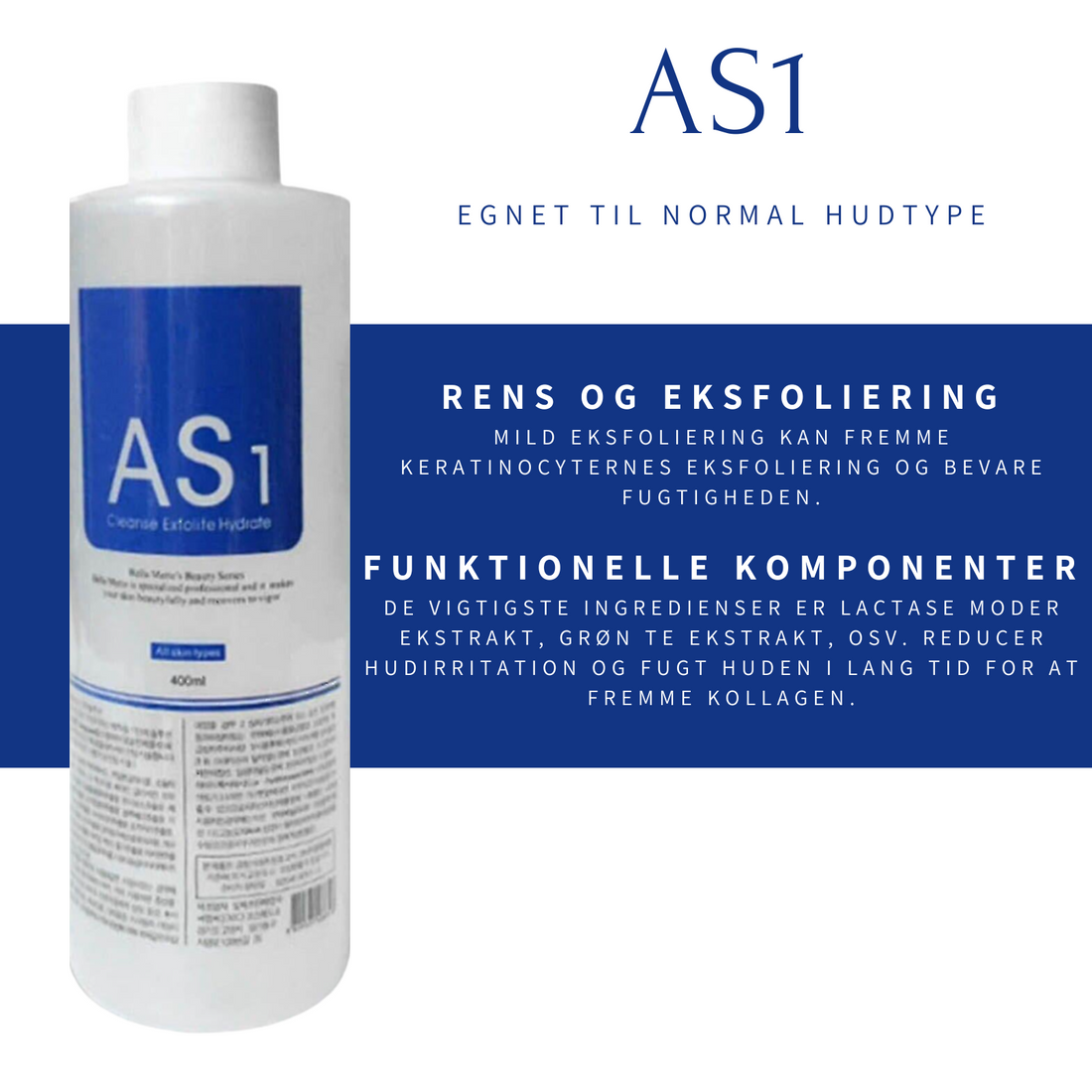 AS1 Cleansing – eksfolierende renseprodukt til normal hudtype, 400 ml.