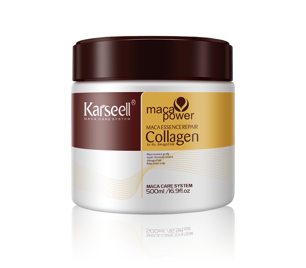 Professionel Karseell hårmaske med collagen – 500 ml intensiv pleje til tørt og slidt hår.