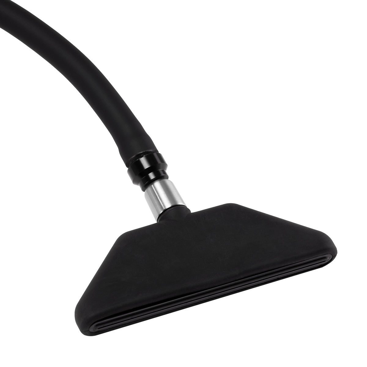 Vandfaldsarmatur til frisørvaskestation i sort og krom – elegant og effektiv vandtilførsel.