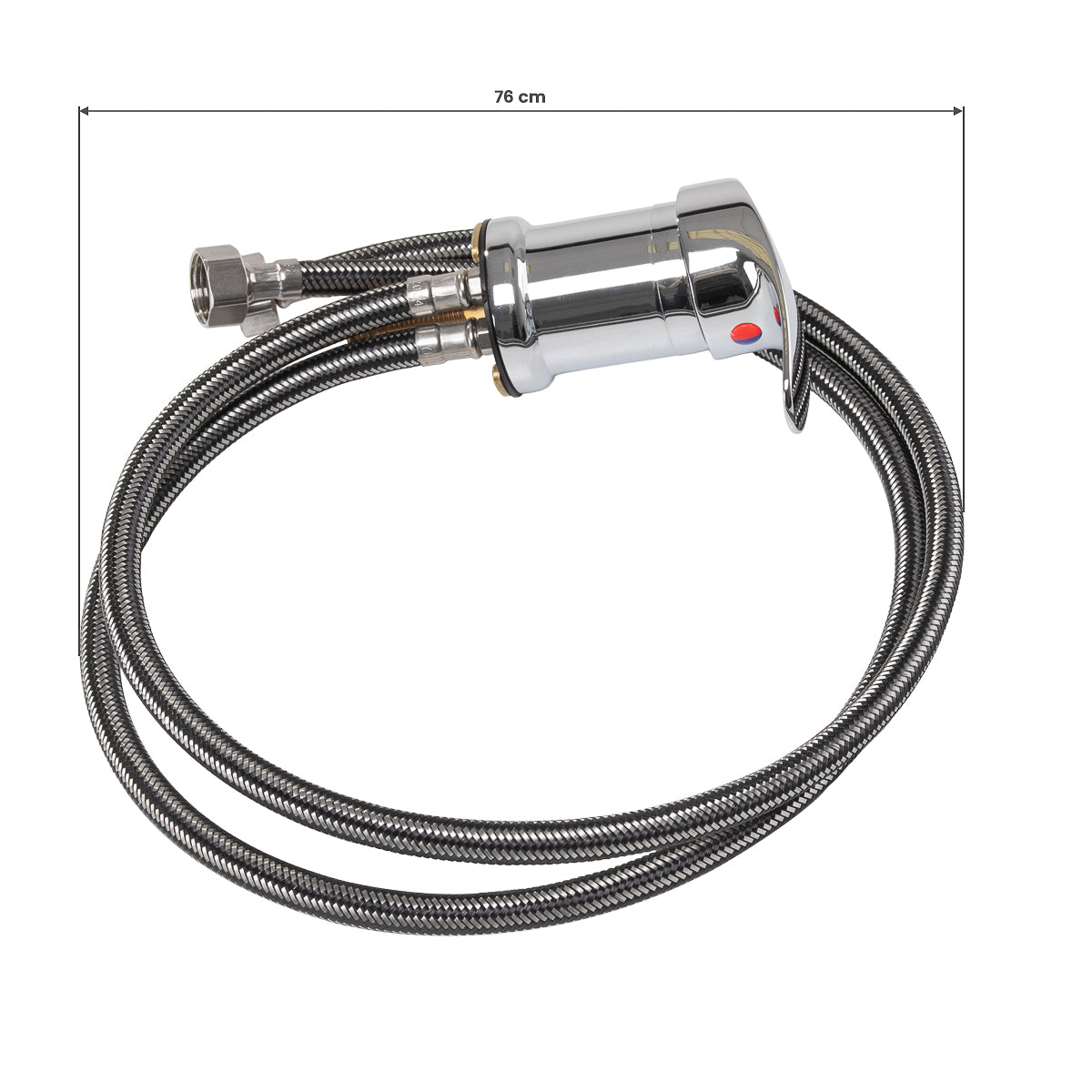 Vandfaldsarmatur til frisørvaskestation i sort og krom – elegant og effektiv vandtilførsel.